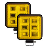 Par De Faros Cuadrados De 36 Leds Luz Amarilla Tunelight 48w