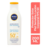 Protector Solar En Loción Nivea Sun Piel Sensible Fps 50 200ml