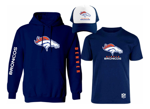 Kit Sudadera + Playera + Gorra Mod Denver Broncos Nfl