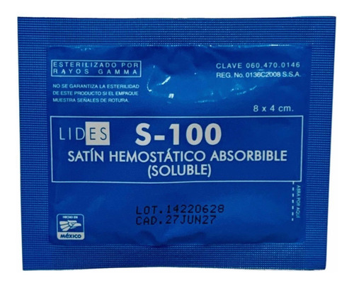 Satin Hemostatico Absorbible Lidies S-100 Por  Pieza