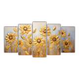 150x75cm Cuadro De Girasoles Dorados En Estilo Óleo Flores