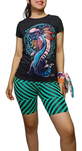 Blusa Axolotl Cósmico Astral Fosforescen Rave Yoga 