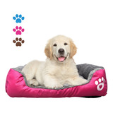 Cama Para Mascotas Talla Grande - Estampado Huella Color Rosa