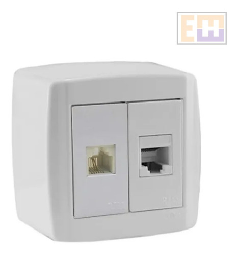 Rj11 Telefone +  Rj45 Rede Cat5e Box Slim Ilumi Externo