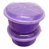 2 Potes Organizador Redondo Cozinha 700ml Com Tampa Roxo