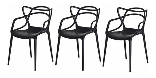 Kit 3 Cadeiras Sala Mesa De Jantar Allegra Philippe Starck