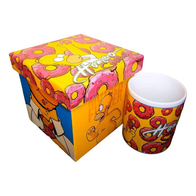 Homero Simpson, Taza Y Estuche De Madera Game Over Blanco
