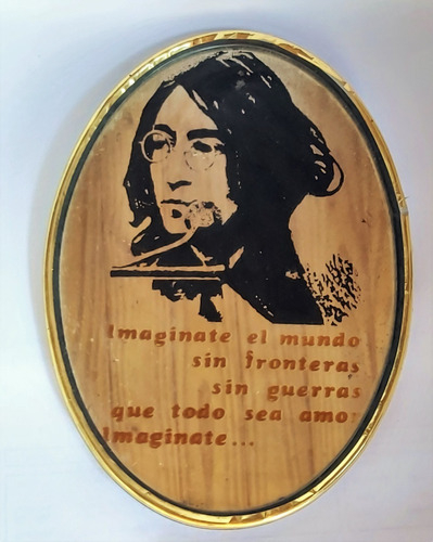 Cuadro Espejo De John Lennon  Imagine  14x20cm Ovalado Usado