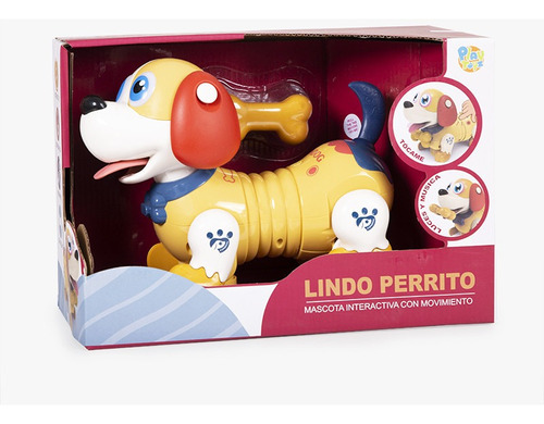 Lindo Perrito Mascota Interactiva Con Movimiento 25cm Color Marrón Claro