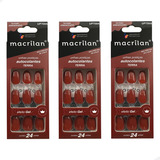 Kit C/3 Unhas Postiças Autocolante Amendoado Terra Macrilan