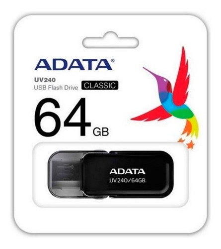 Memoria Adata Usb 2.0 Uv240 Escualizable 64gb Negra