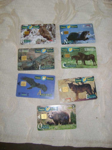 7 Tarjetas Telefonicas España Fauna Iberica Coleccionismo L2