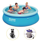 Piscina Inflável 2300 Litros + Filtro + Bomba  Bestway Azul