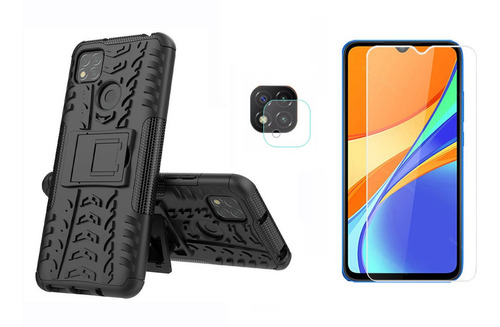 Funda Armadura + Vidrio + Cam P/ Xiaomi Redmi 9a / Redmi 9c