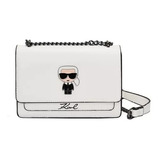 Bolso Bandolera De Cuero Karl Lagerfeld De Lujo De Moda 2022 Color Blanco