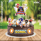 Topo Topper De Bolo Personalizado Sonic