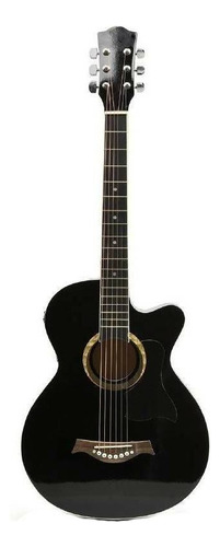 Guitarra Electroacústica Femmto Criolla Eag003 Para Diestros Negra Arce Brillante Con Ecualizador Activo