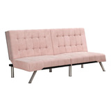 Dhp Emily Futon Con Patas Cromadas, Terciopelo Rosa