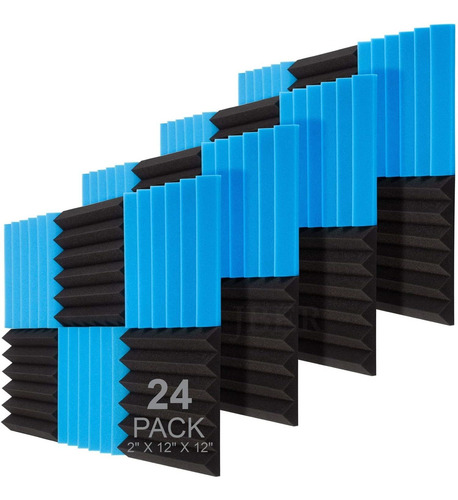 Paquete De 24 Paneles Acústicos Azules Y Carbón, Cuñ...