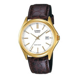 Reloj Casio Mtp-1183q-7adf Cuarzo Hombre Color De La Correa Marrón Color Del Bisel Dorado Color Del Fondo Blanco