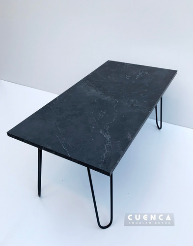 Mesa Ratona Moderna Melamina Simil Marmol Marquina 90x45cm