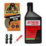 Kit Tubeless- Valvulas Auto Negro+cinta Gorilla + Stans 16oz