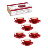 Jogo De Xicaras Cafe Cha 6 Xicara Porcelana Com Pires 160ml