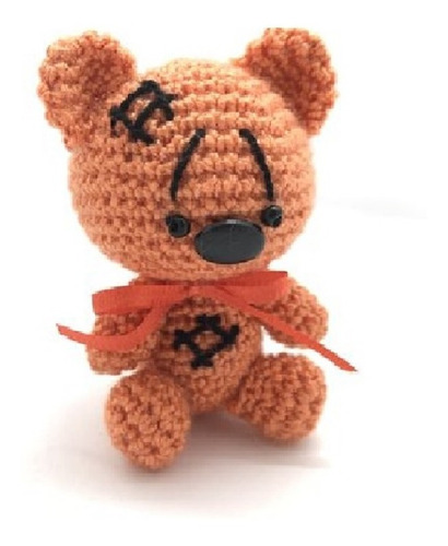 Llavero Amigurumi En Crochet - Osito Naranja