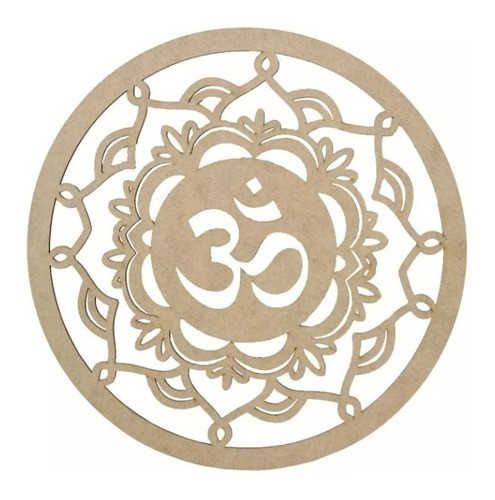 Mandala Decorativa Om (paz E Equilíbrio) 60cm Mdf - Crú 