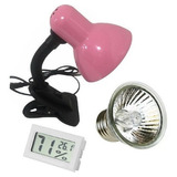 Luminária Rosa + Lâmpada Uva Uvb 110v 50w + Higrômetro Dig