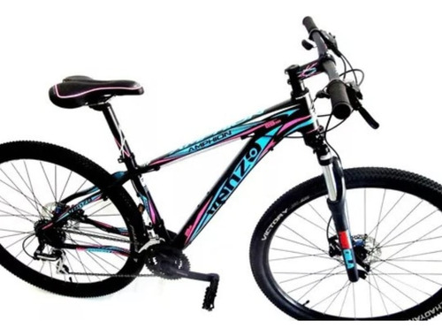 Bicicleta Mtb Venzo Amphion, R 29, Talle L, Negro/cel/rosa