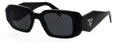 Lentes De Sol Prada Unisex Spr 17w 1ab-5s0 Square Shape Symbol Clasico Negro Plateado Con Accesorios