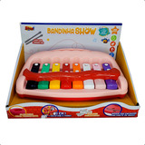 Brinquedo Musical Xilofone E Piano C Baqueta Infantil C Som Cor Rosa