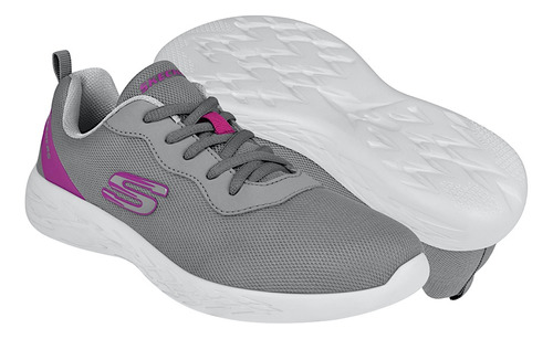 Tenis Skechers Niña 30000lmxgypk Textil Gris