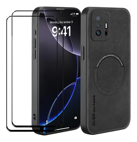 Funda Para Xiaomi 11t / Xiaomi 11t Pro Leather Protector Phone Case Cover Support Wireless Charging + 2 Mica