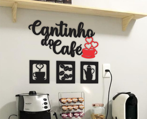 Aplique Cantinho Do Café Mdf Alto Relevo 4 Peças 60cm