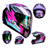 Casco Moto Biker Xtrong Deportivo Morado Aleron Brillo