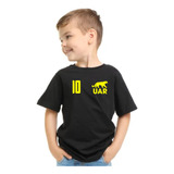 Camiseta Niño De Los Pumas Negra Y Fluor Con Nro Que Elijas!