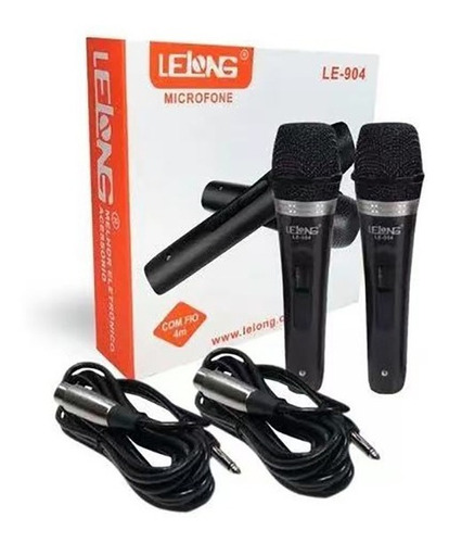 Kit 2 Microfone Profissional + Cabo 4m Lelong Le-904