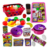 Kit 32pç Comida Panela Suco Infantil Brinquedo Menino Menina