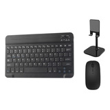 Kit Teclado, Ratón Bluetooth E Soporte Para Celular/tableta