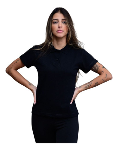 Camiseta Polo Gola Uniforme Basica Lisa Feminina Confortavel