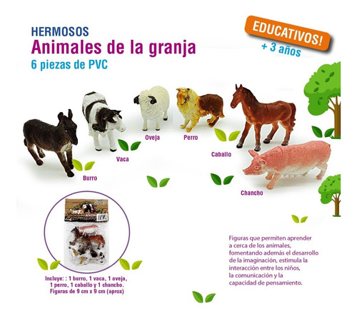 Animales De La Granja, En Pvc Por 6 Piezas    10090