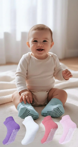 Calcetas Antiderrapantes Para Bebé Niños 0-3 Años 6 Pares