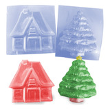 Moldes Villa Navideña Y Arbol De Navidad 3d Chocolates Yeso