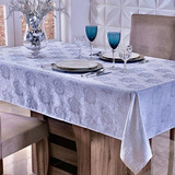 Toalha De Mesa 4 Cadeiras Quadrada Jacquard Floral Gelo