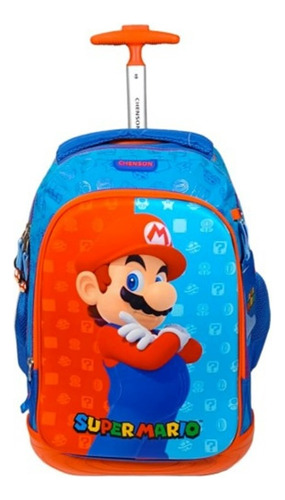 Mochila Mario Bros Dulp Primaria Con Carro Mb66083-9 Color Azul