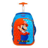 Mochila Mario Bros Dulp Primaria Con Carro Mb66083-9 Color Azul Chenson