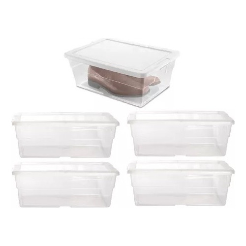 5 Cajas Contenedor Apilables Plastico Multiusos 