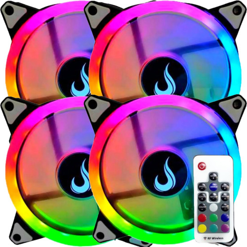 Kit 4 Cooler Fan 120mm Rgb C/ Controlador E Controle Remoto